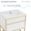 Meuble-lavabo autoportant blanc et doré 24 po Caché