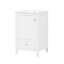 Meuble-lavabo de 20 po avec lavabo, armoire de salle de bain avec porte à fermeture douce, support de rangement et tiroir, blanc