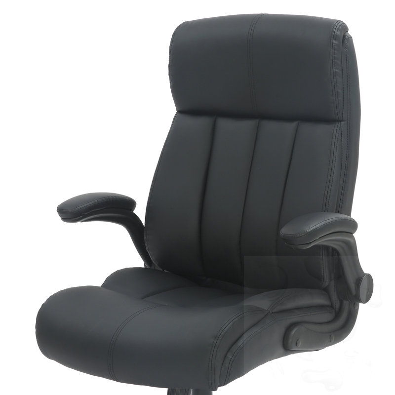 Chaise de bureau pivotante réglable avec accoudoirs, Noir, Noir