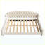Grand lit de jour moderne capitonné à boutons capitonné de luxe, beige, pour la chambre du salon