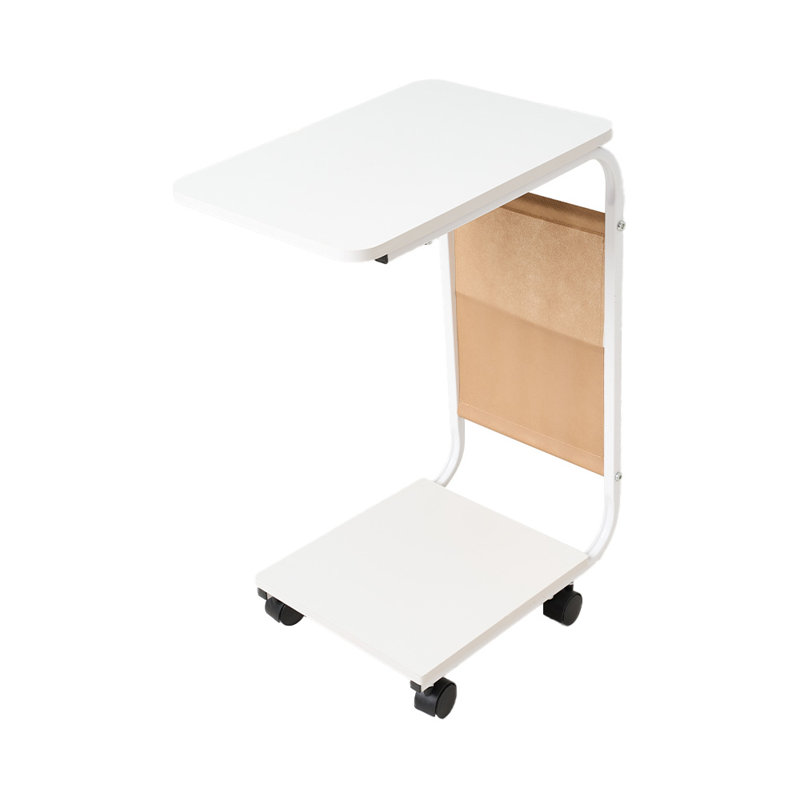 Tray Top Wheel End Table, White