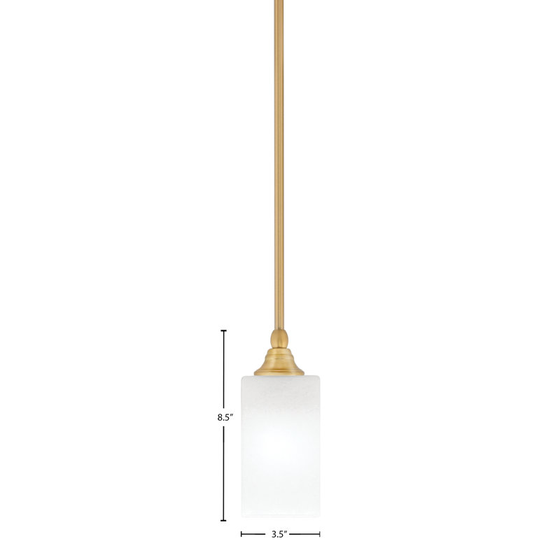 Stem Hung Mini Pendant With 3.5" Glass, Square White