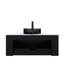 Meuble-lavabo mural de 91 cm (36 po) noir, lavabo rond en verre transparent, tiroir de rangement à rayures 3D, lavabo noir préassemblée dans le meuble-lavabo, tiroir.