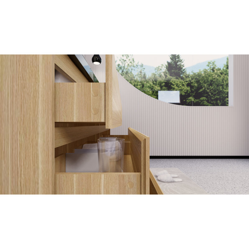 Santrice 59'' Double Bathroom Vanity with Acrylic Top, White Oak