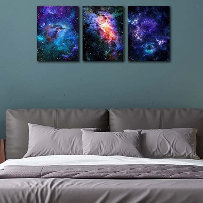 Wall Art Outer Space Pictures Fantastic Starry Painting Artwork Galaxy Nebula Canvas Prints For Bedroom Bathroom.
