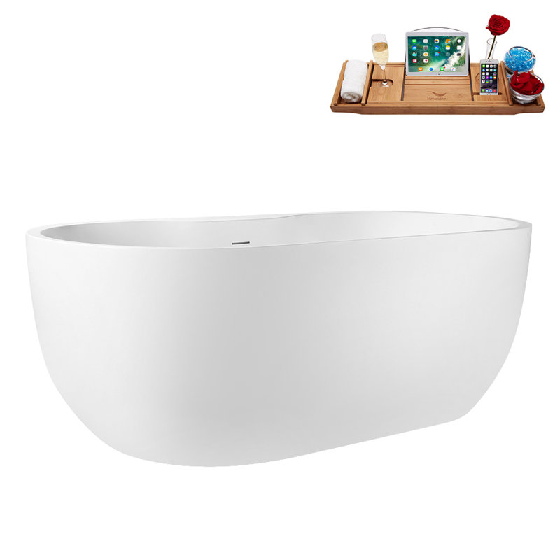 Baignoire autoportante 65 po avec plateau interne 65 po Streamline, Chrome poli