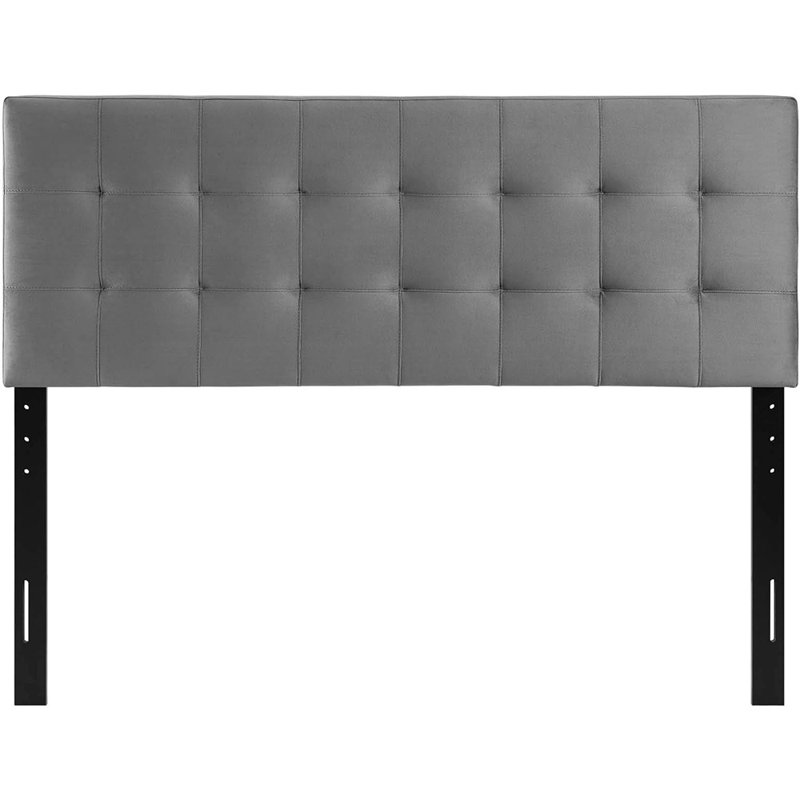 Biscuit-Tufted Performance Velvet Headboard In Gray, Gray, Queen