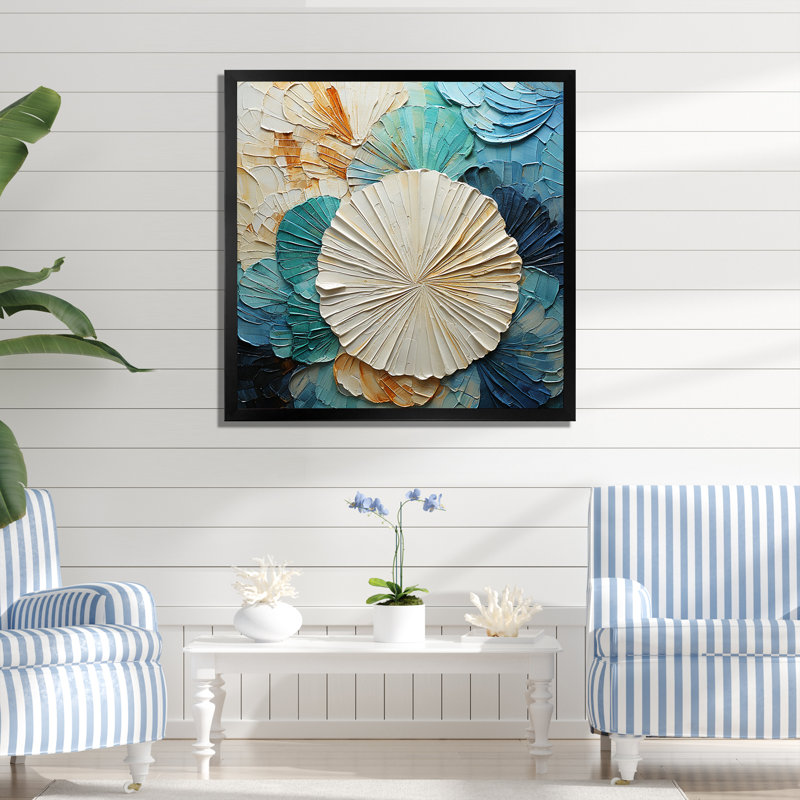 «Coastal Mosaic Seacreatures» sur toile, H 24 po x l 24 po x P 1 po, Cadre simple noir