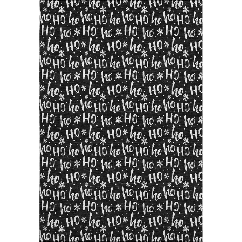 Premium Machine Washable Dockside AMF1814 HoHoHo Snowy Christmas Rug, Rectangle 5' x 7'6"