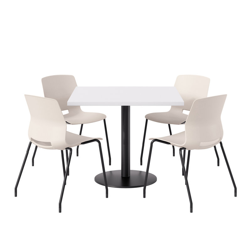 Ensemble repas pour 4 personnes à hauteur de bar, Blanc, Crème / Noir, 29" H x 42" L x 42" W