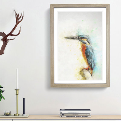 Perched Kingfisher in Abstract - Picture Frame Painting Print