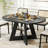 43.3in-59in Extendable Dining Table For 4-6, Round Kitchen Dining Room Table With Removable Leaves, Cross Base And Storage Shelf-2010458290