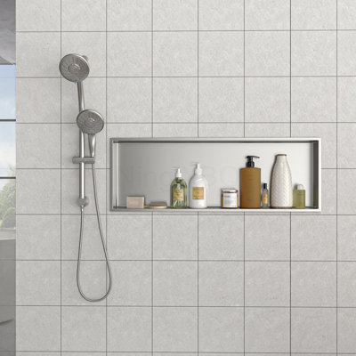 37" X 13" Stainless Steel Shower Niche, Brushed Nickel