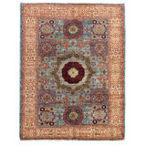 Aryana Wool Oriental Area Rug in Light Blue/Ivory