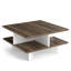 Table basse carrée à 2 niveaux avec 4 compartiments de rangement