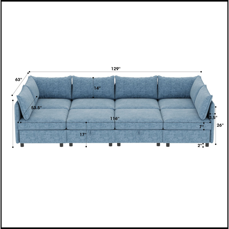 Canapé modulaire modulaire, siège convertible avec rangement, canapé-lit modulaire, combinaisons modulaires flexibles en tissu pour le salon