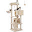 Arbre à chat avec grand perchoir supérieur, hamac moelleux, tablettes pour chat et pompon suspendu, poteaux à griffer pour chat et 2 maisonnettes-271127378