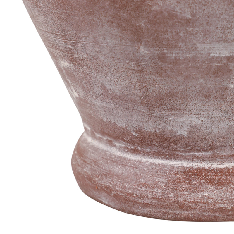 Vase rustique rond en terre cuite avec poignées pour décoration de table de salon - Grand vase moderne pour la maison, la chambre à coucher ou le bureau
