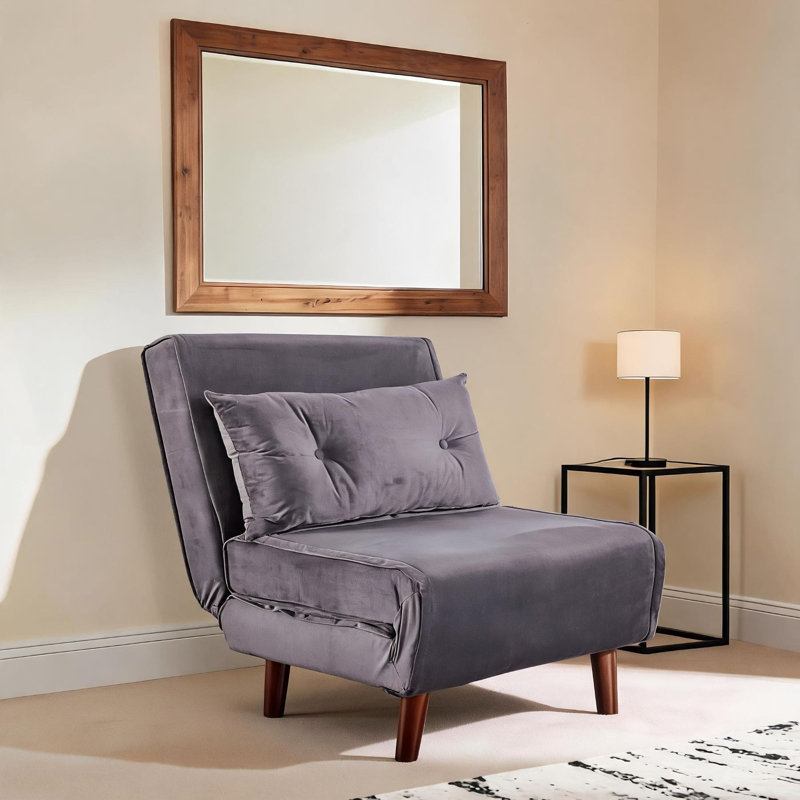 Lonara One Seater Upholstered Single Convertible Chair, Grey