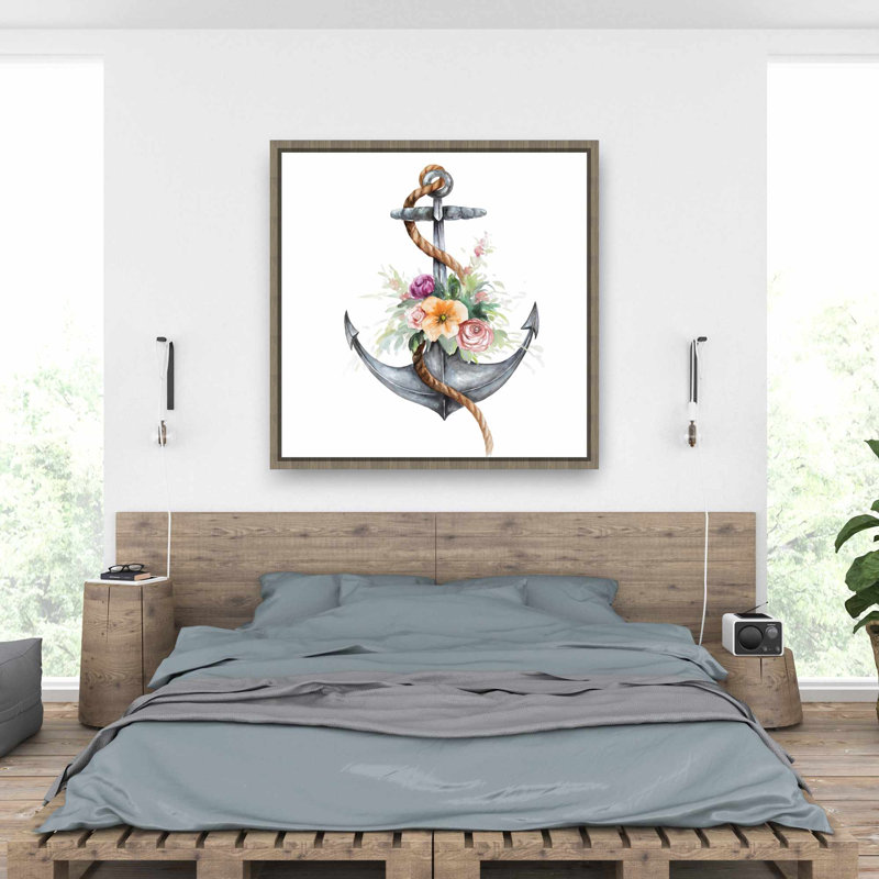 Bateau avec ancre et fleurs