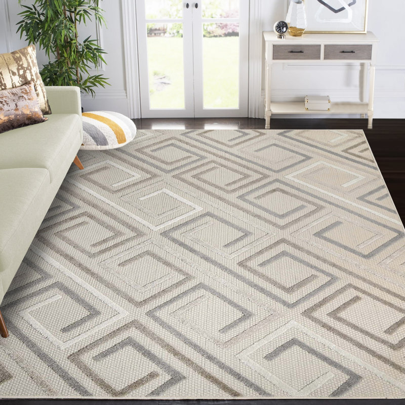 Tapis intérieur / extérieur 100% polypropylène Kawaun, 9 pi x 12 pi, Ardoise