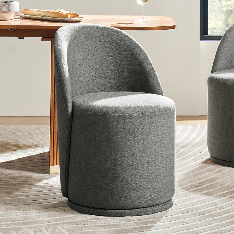 Clester Modern Upholstered Fully Assembled Swivel Dining Chair, Charcoal