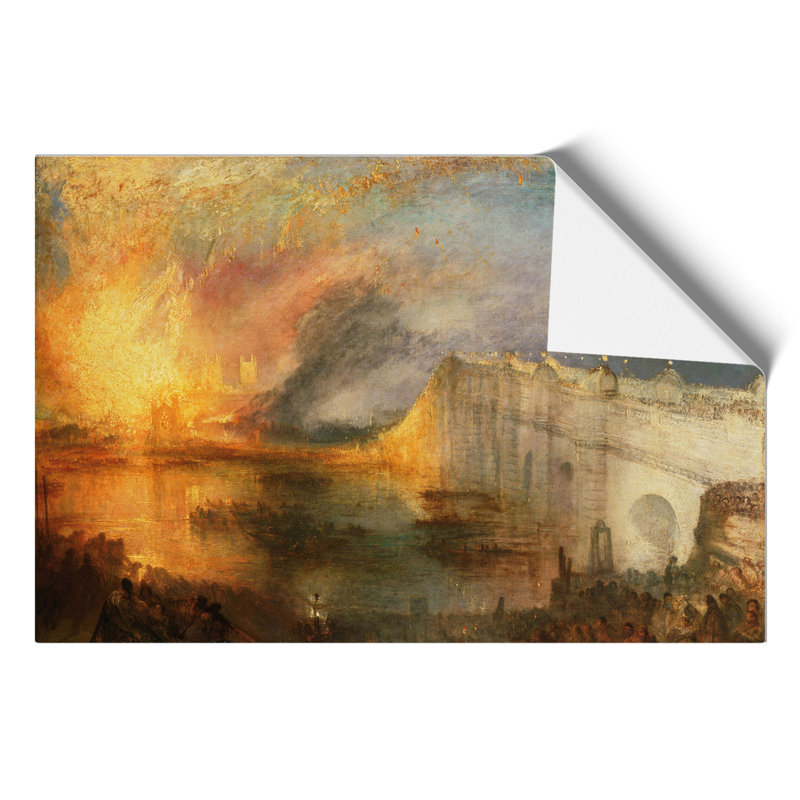 Burning of the Houses of Commons by Joseph Mallord William Turner - Unframed Painting, 30cm H x 42cm W x 0.1cm D
