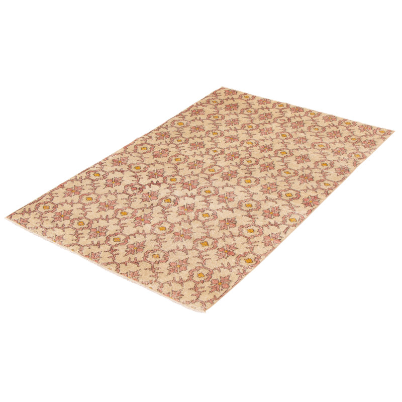 Tapis unique en laine noué à la main de style années 1990 de 4 pi 7 po x 6 pi 11 po Momodou