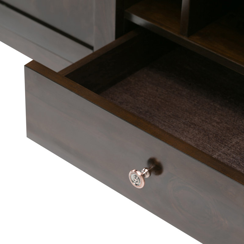 Dark Brown Wood Sideboard Buffet with Wine Rack