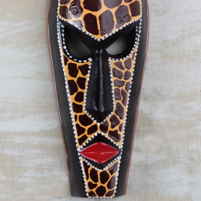 Masque en bois africain guépard gracieuse