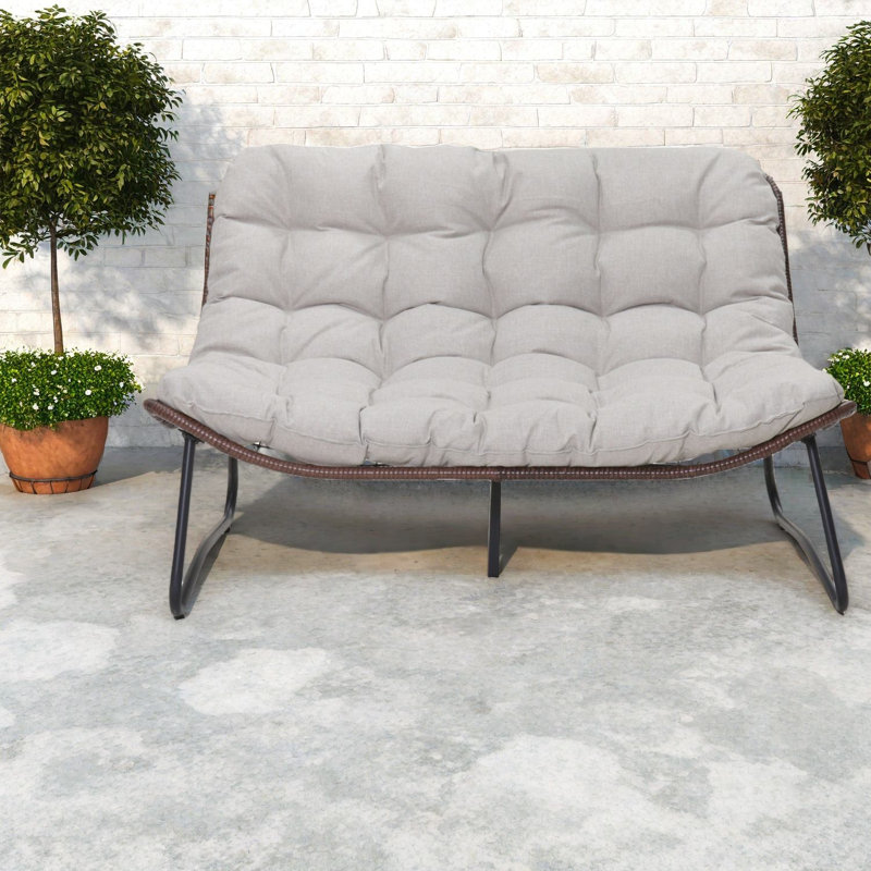 Canapés de patio compacts en acier, causeuse moderne en osier pour jardin et balcon