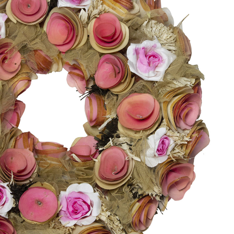 Couronne de brindille artificielle rose 12,5 po