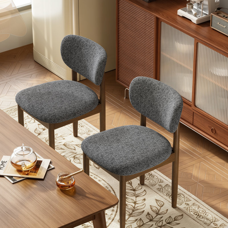 Chaise d'appoint rembourrée en bois massif, Gris
