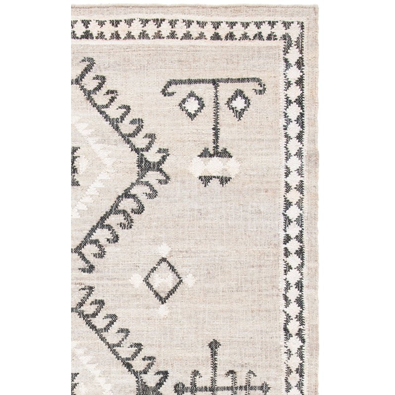 Mackay Southwestern Handmade Flatweave Jute Gray/Black Area Rug, Runner 2'3" x 8'