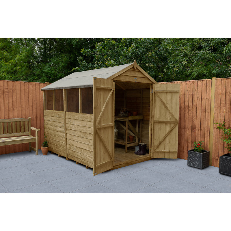 6 ft. W x 8 ft. D Wooden Overlap Apex Garden Shed