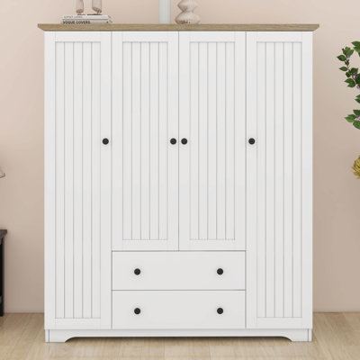 Armoire penderie 4 portes avec 2 tiroirs de rangement pour un grand espace de rangement