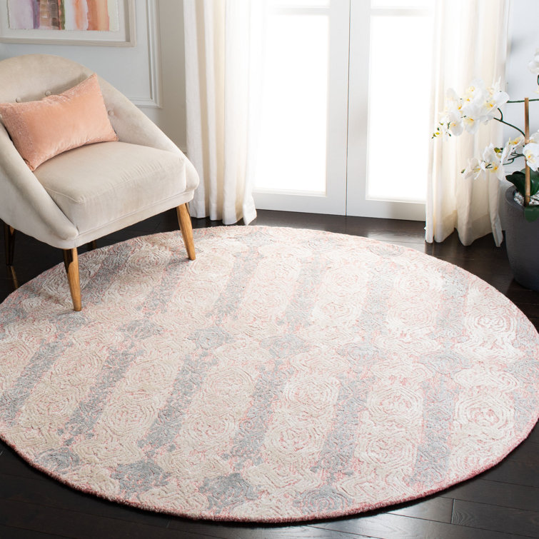 Samaniego Hand Tufted Viscose/Wool Rug in Light Pink/Ivory