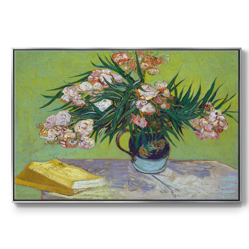 Oleanders - Toile tendue avec châssis encadrée, H 25 po x l 37 po x P 2 po, Argent