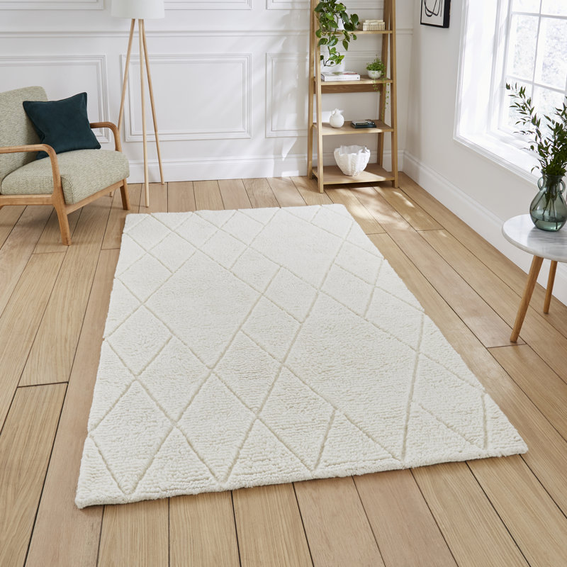 Solid Colour Wool Hand Tufted Area Rug, Rectangle 150 x 230 cm