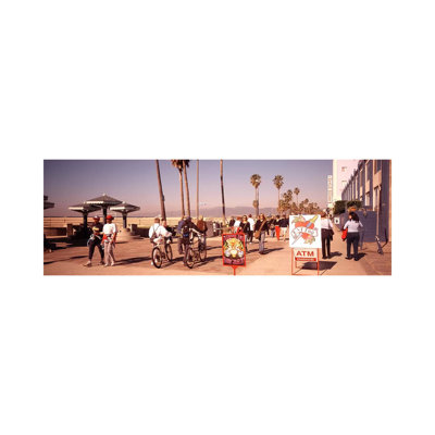 People Walking On The Sidewalk, Venice, Los Angeles, California, USA by Panoramic Images - Wrapped Canvas Panoramic Print