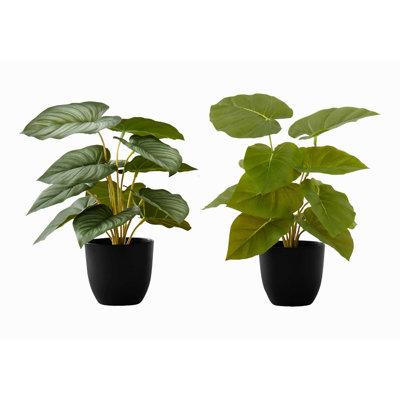 Plante artificielle, 13 po de hauteur, épipennum, intérieur, faux, faux, table, verdure, pot, ensemble de 2, décoratif, feuilles vertes, pots