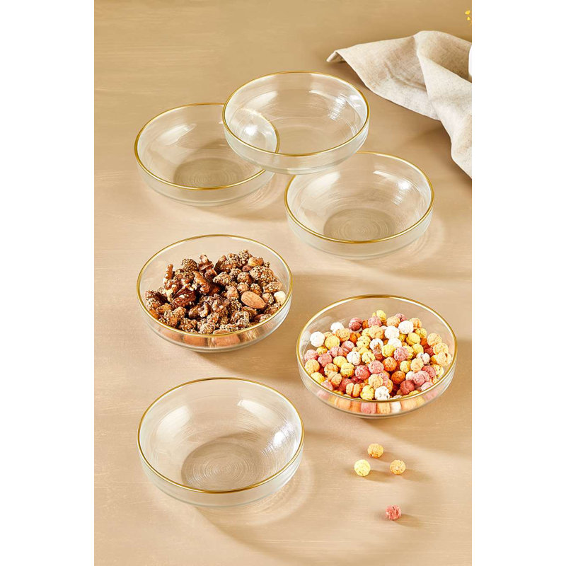 Elegant Glass Bowl Set (6 Pieces), Transparent Color, 6.0 inches | 100% Durable Glass | Perfect for Serving, Mixing, and Displaying | Ideal for Home, Kitchen, and Entertaining, Stylish and Versatile Design