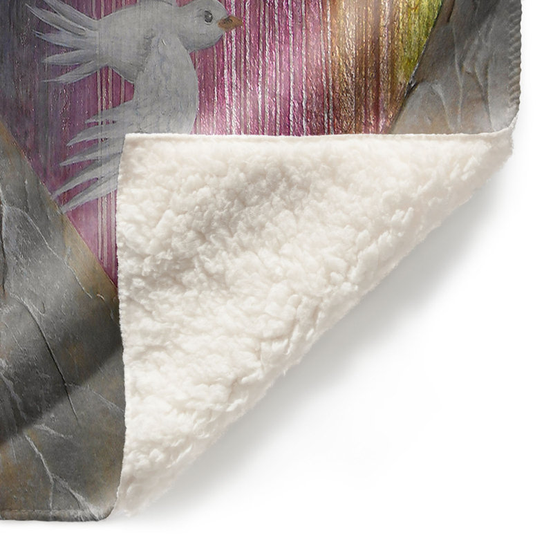 Couverture sherpa doux oiseaux blanc 2, l 68 po x L 80 po