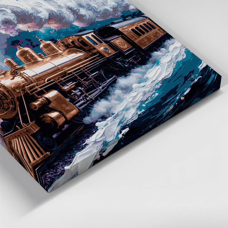 Art mural sur toile mauve Sci Fi locomotive à vapeur, H 12 po x l 18 po