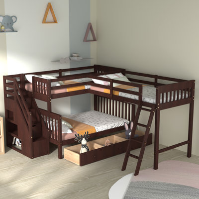 Twin Over Full L-Shaped Bunk Bed With 3 Drawers -  Harriet Bee, 88BF5C0E1DB7409992DCB6FCE6DE85A8