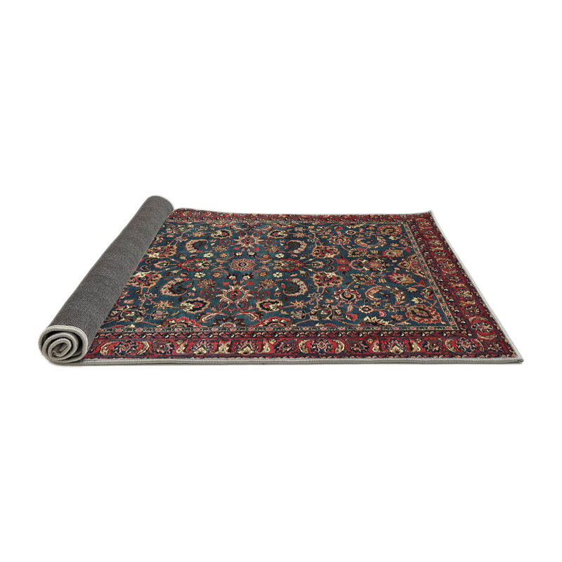 Tapis traditionnel bleu turquoise / rouge, Rond 3 pi
