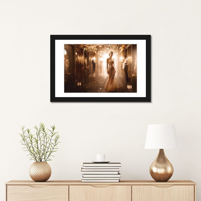 «Gold», impression sur toile, H 16 po x l 24 po x P 1 po, Papier d'art encadré noir, Blanc