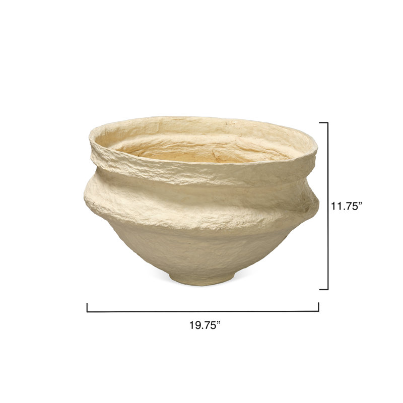 Cream Cotton Mache Decorative Bowl