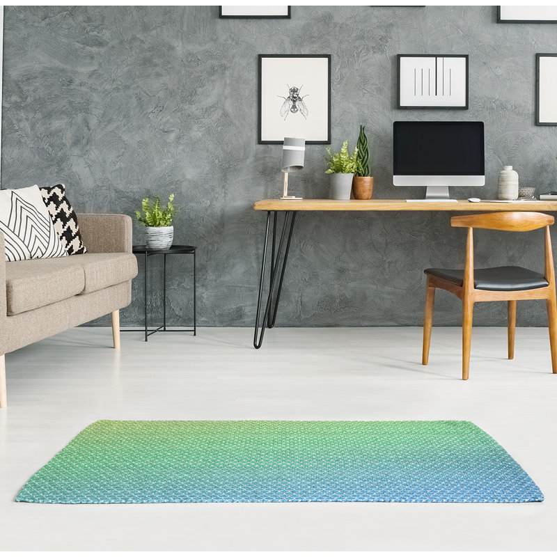 Tapis vert pâle/bleu clair balances sirène, Rectangle 3 pi x 5 pi