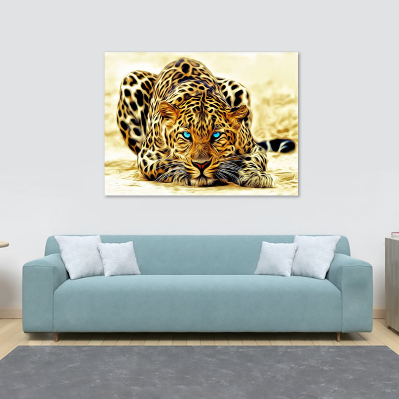 Leopard With Bright Blue Eyes - Wrapped Canvas Print, 41cm H x 61cm W x 3.8cm D